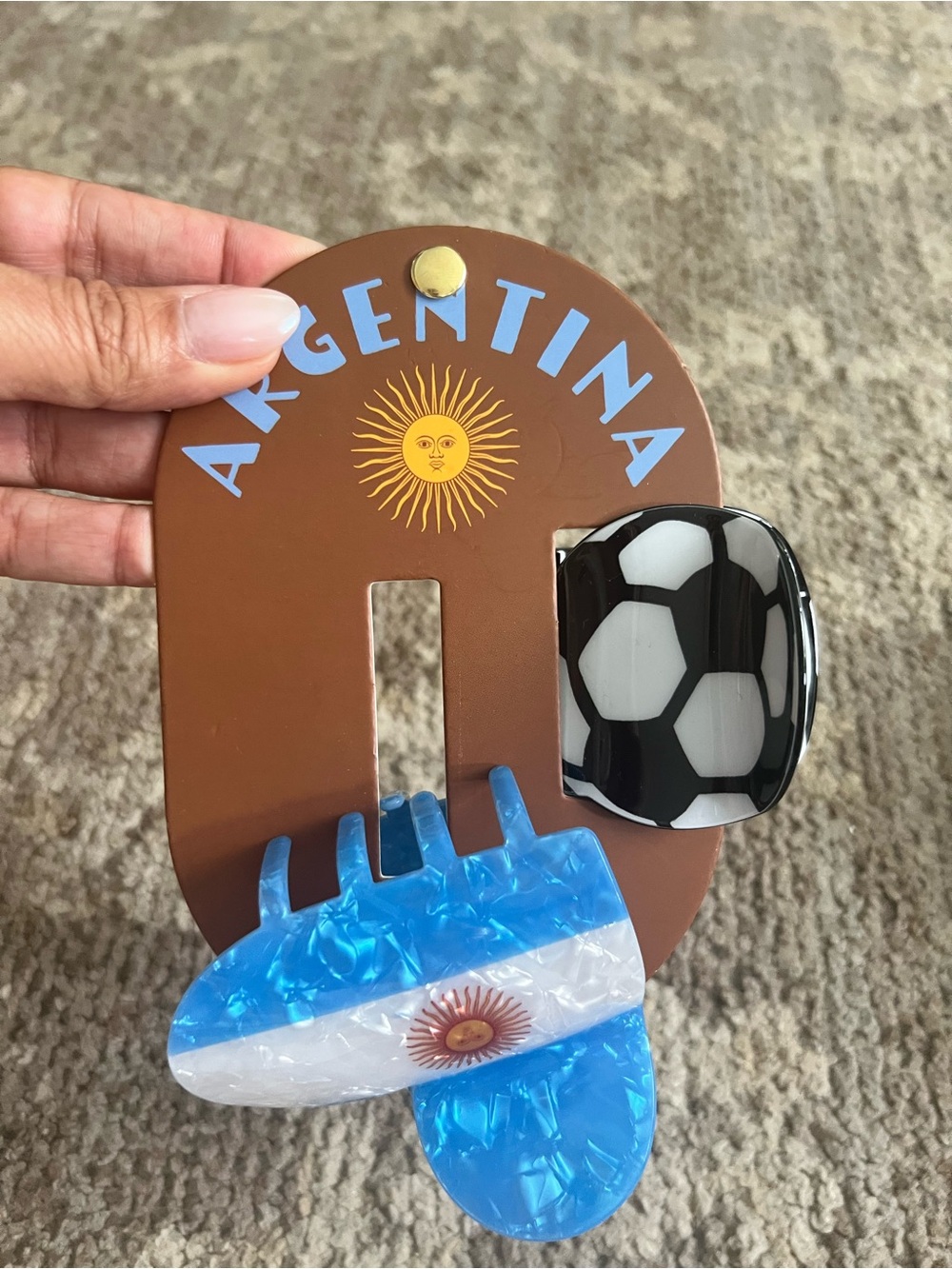 USA Flag & Soccer Hair Clips - Red, White, Blue, Black - Picture 3 of 9